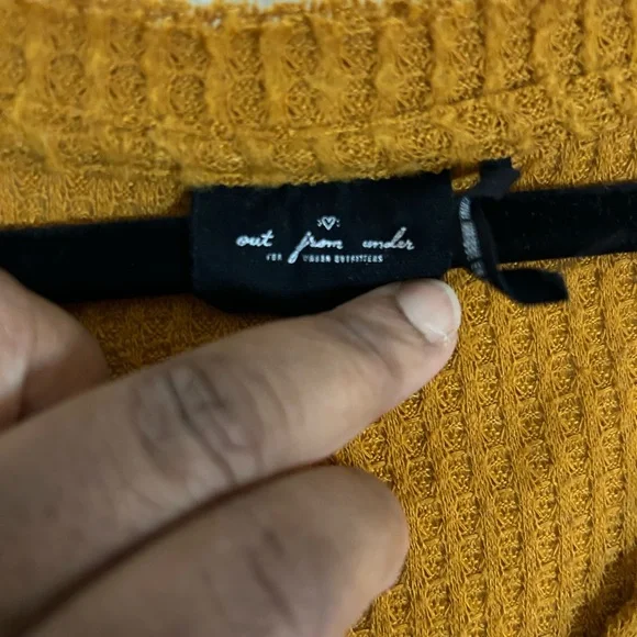 Urban Outfitters Out From Under Mustard Waffle Knit Twist Front Top - Picture 5 of 7
